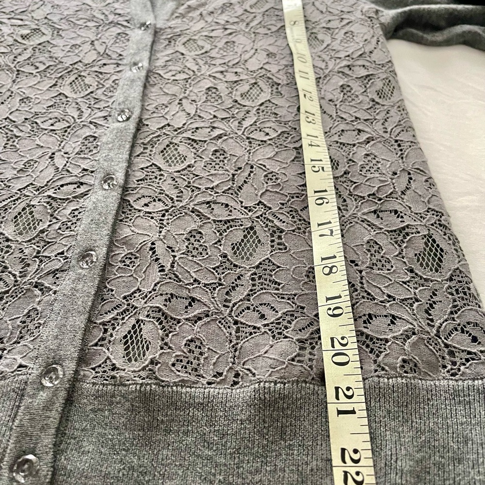 LOFT Gray Lace Cotton/Nylon Stretch Women's Light Sweater - Picture 14 of 15